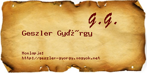 Geszler György névjegykártya